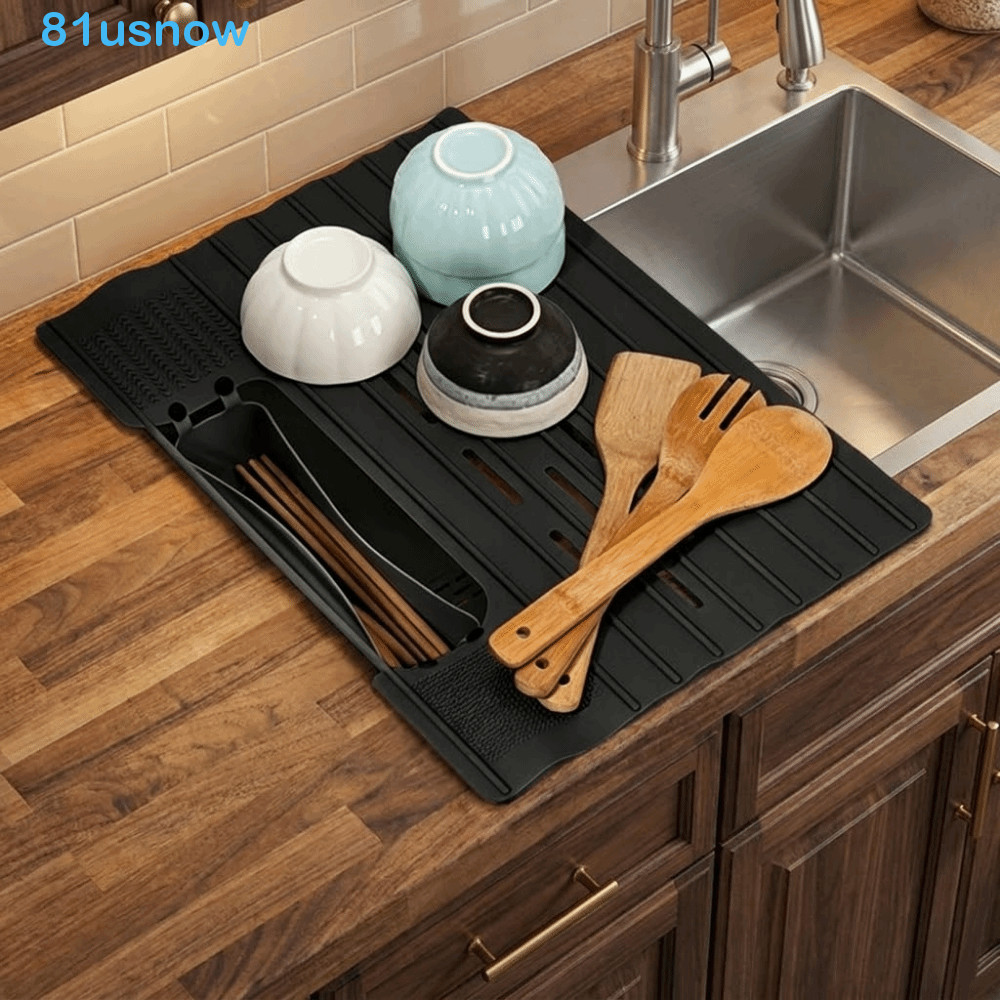 USNOW1 Rack De Secagem De Pratos , Armazenamento De Cozinha Com Economia De Espaço De Silicone , Capa Dobrável Para Pia 