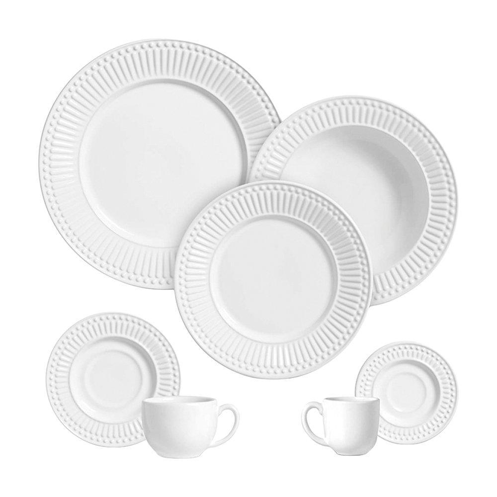Aparelho de Jantar/Chá Porto Brasil Roma | Cerâmica, 42 Peças, Branco