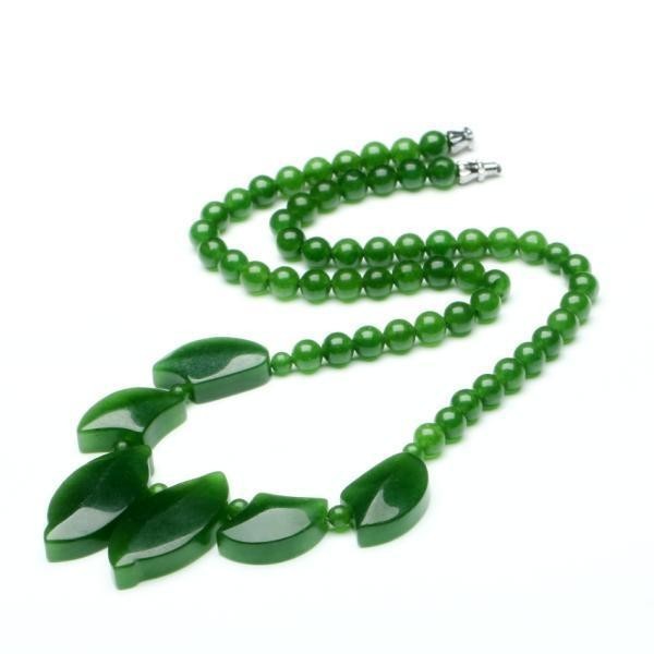 Colar de jade jaspe Natural Xinjiang Kunlun jade colar espinafre verde feminino colar 16.16A