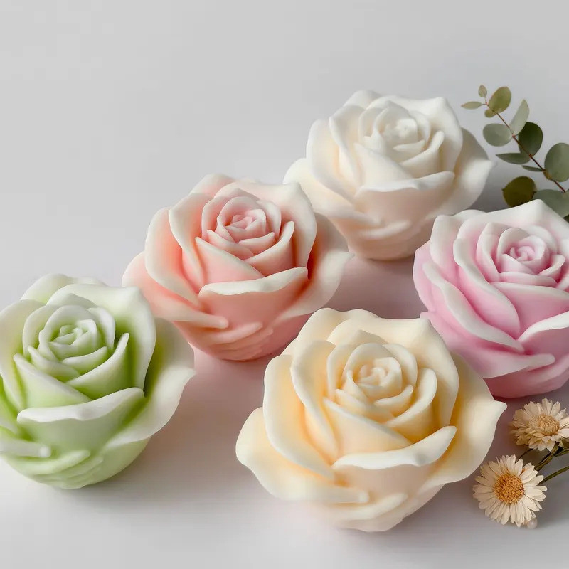 DIY Criativo Rosa Flor Silicone Vela Molde Artesanal Aroma Gesso Resina Ornamento Moldes Sabão Fazendo Suprimentos