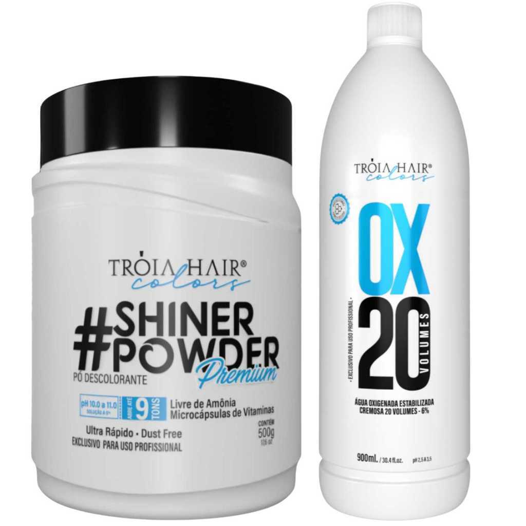 KIT DESCOLORAÇÃO PREMIUM – PÓ AZUL AMÔNIA FREE + OX 20V TRÓIA HAIR