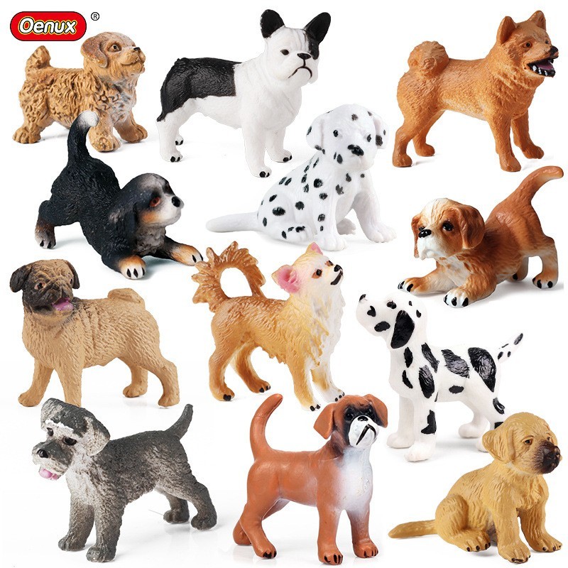 Brinquedos infantis simulação modelo Animal Mini filhote de cachorro conjunto Golden Retriever tourada Shiba Inu decoraç
