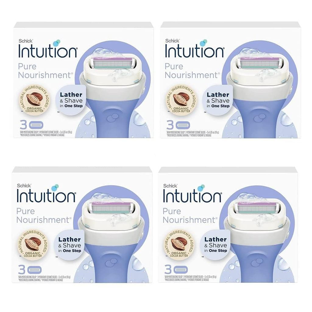 Lâminas de Reposição para Lâmina de Barbear Feminina Schick Intuition Pure Nourishing Organic Cocoa Butter, Pacote com 1