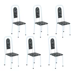 Cadeiras para Sala de Jantar 6 Unidades Lara Branco/Preto Floral