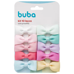 Kit 10 Laços Infantil com Presilha Buba Coloridos Tic Tac para Bebê Menina Acessório de Cabelo 15302