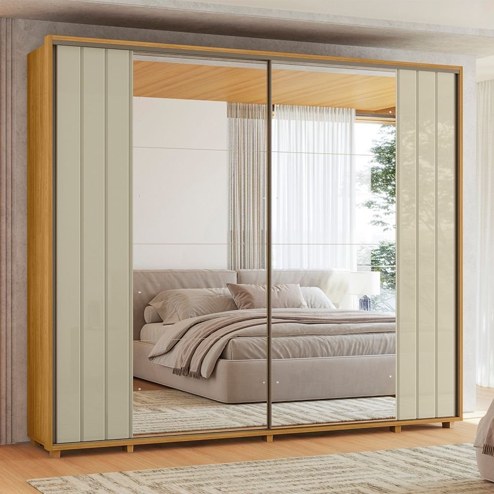 Guarda-Roupa Casal Dali 02 Portas com Espelho Yescasa Cumaru/Opala