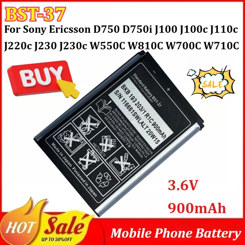 Bateria De Celular BST-37 3.6V 900mAh Para Sony Ericsson D750 D750i J100 J100c J110c J220c J230 J230c W550C W810C W700C