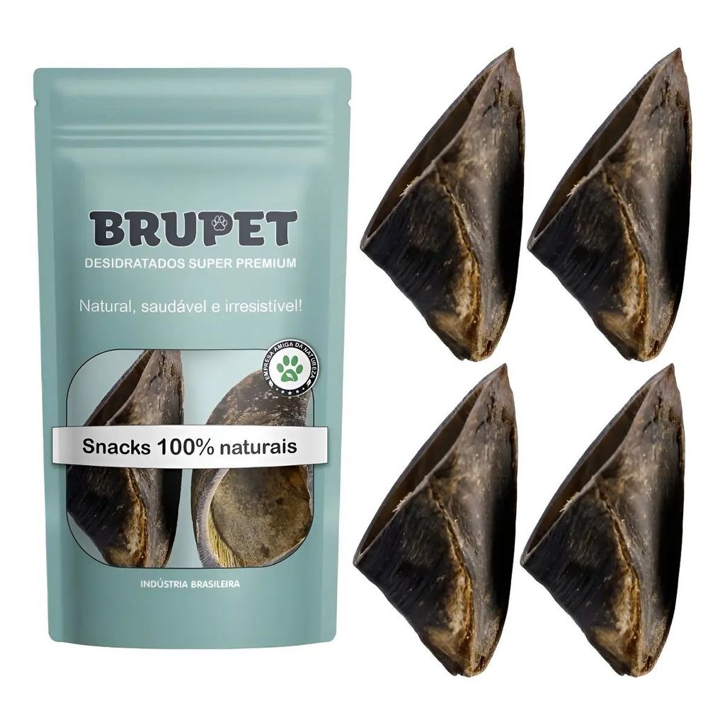 Kit com 04 Casco Bovino Petisco 100% Natural para Cães Brupet 04 unidades