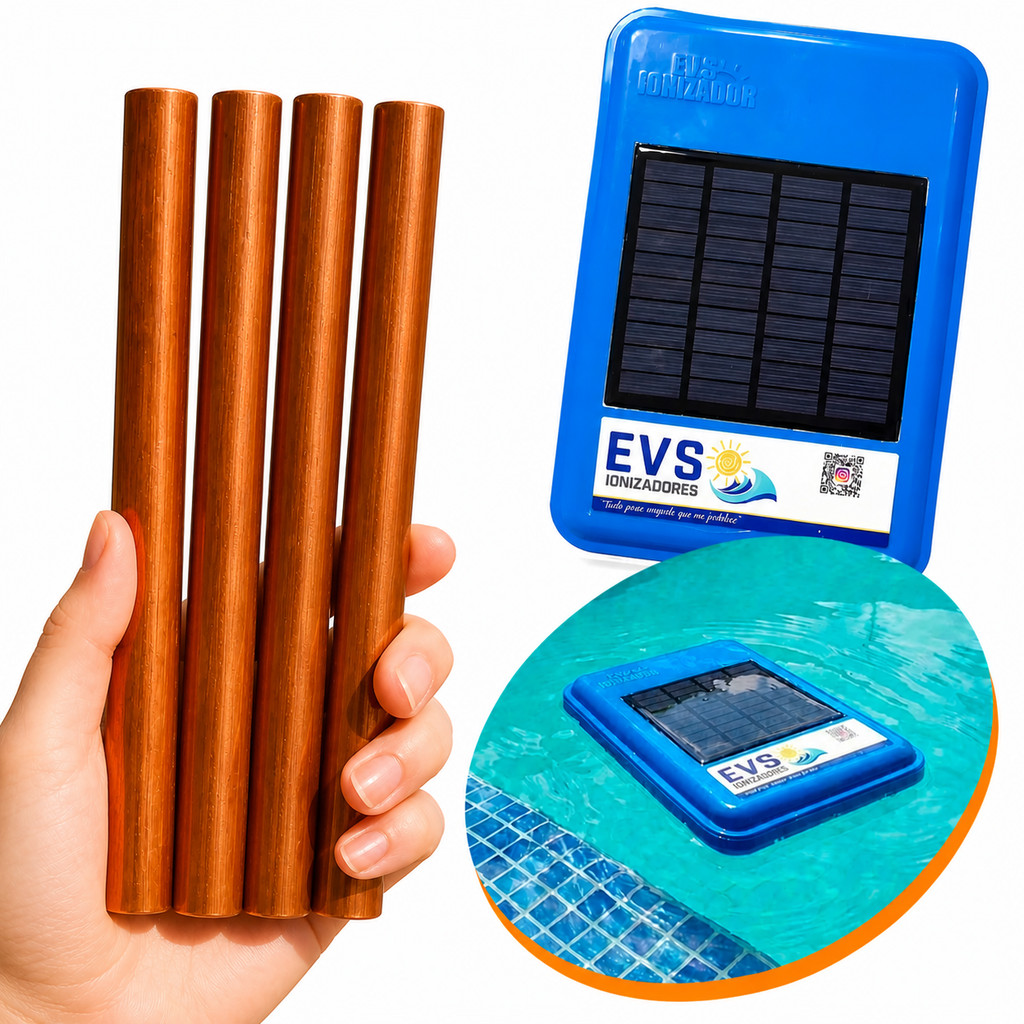 Kit 4x Eletrodo Cobre Refil Ionizador Piscina Tratamento Água Anti Algas Cloro Cristalina Sem