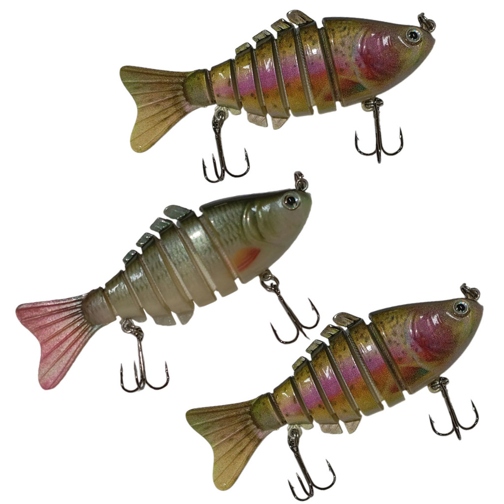 Isca Artificial 3 Peixes Articulados Pesca Esportiva Pescaria Fishing Camping Robalo Lambari Tainha Traira Açude