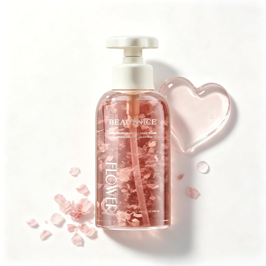 Gel de Banho com Niacinamida e Ácido Hialurônico com Extratos de Rosa e Jasmim – Gel de Banho Hidratante e Iluminador pa