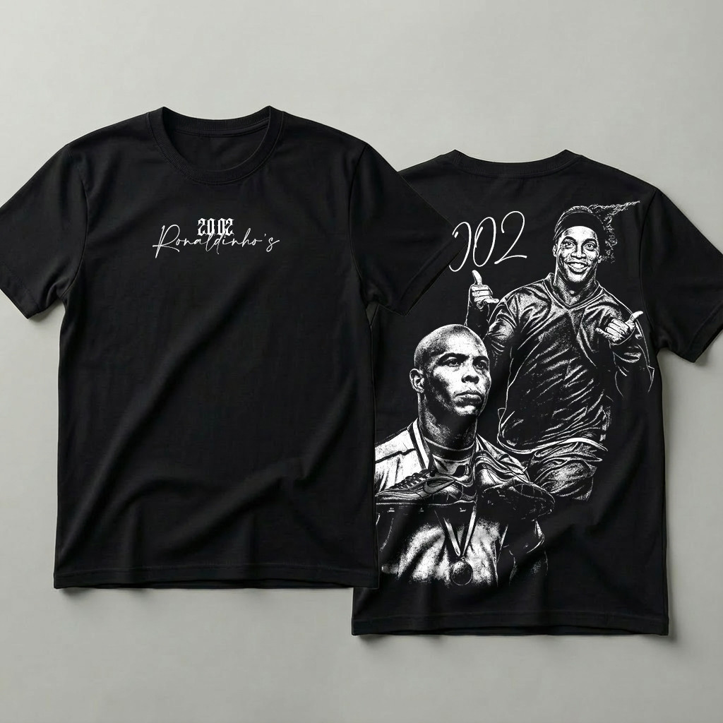 [Camiseta Premium em Algodão Puro]HYP Camiseta 100% Algodão Estampada Futebol Ronaldo Ronaldinho