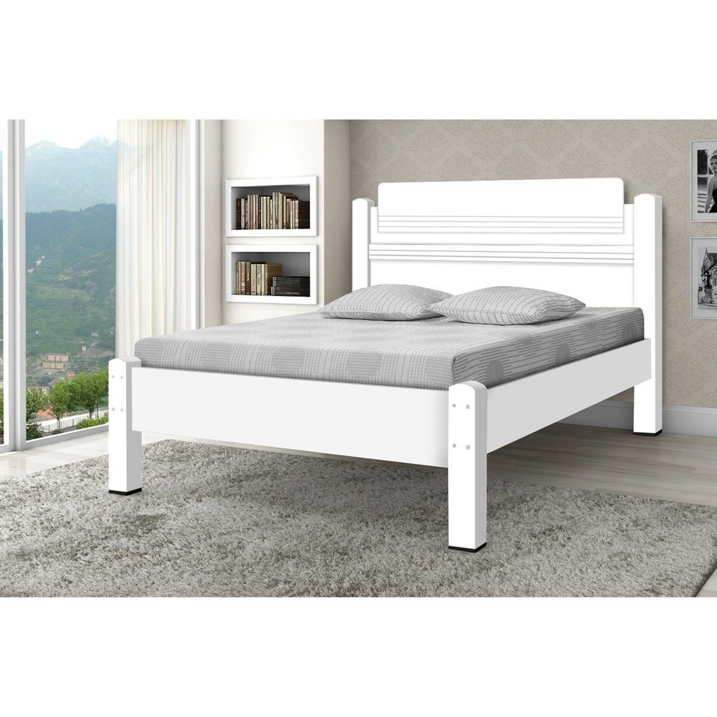 Cama Casal em MDF/MDP Paris Branco