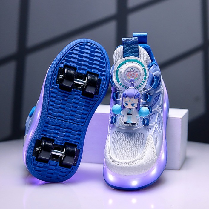 Ao Bing Runaway Shoes Crianças Quatro Rodas Carregando Patins Luminosos Meninos Oito Rodas Sk