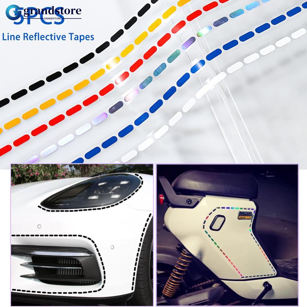 GRANDSTORE 5 Peças Adesivos Refletivos De Linha De Motocicletas De Carro DIY Fita Reflexiva Decorativa De Roda Automátic