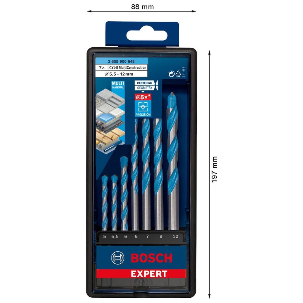 Broca Bosch Expert Cyl-9 5 5,5 6 7 8 10mm 7 Pcs