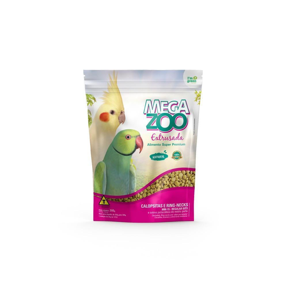 Ração Extrusada Calopsitas e Ring-Necks MM-15 300g Megazoo