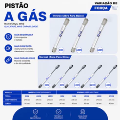 Pistão A Gás Amortecedor Para Móveis 60n 80n 100n 120n 150n