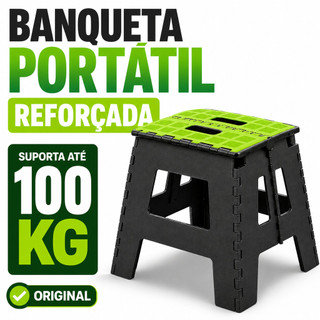 Banqueta Dobrável Portátil 100kg Alça Transporte Plástico Resistente Antiderrapante Compacto Viagem 5 Cores