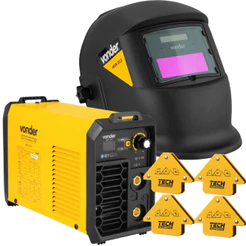 Kit Máquina De Solda Inversora Vonder RIV 121 120A + Máscara MSN 011 + 4 Esquadros Magnéticos12kg