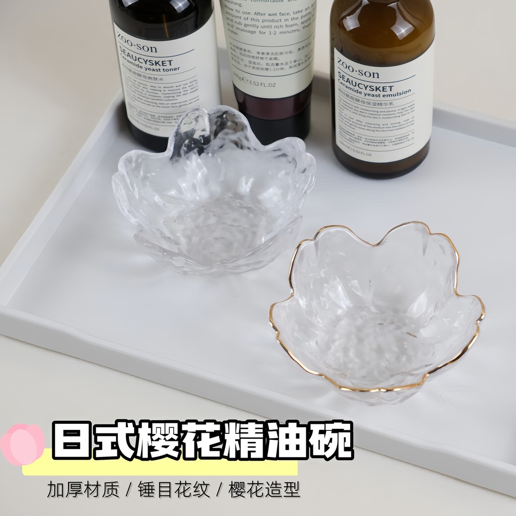 Sakura vidro tigela de óleo essencial pratos de mistura tigela de beleza e colher salão de beleza dedicado pacote molhad