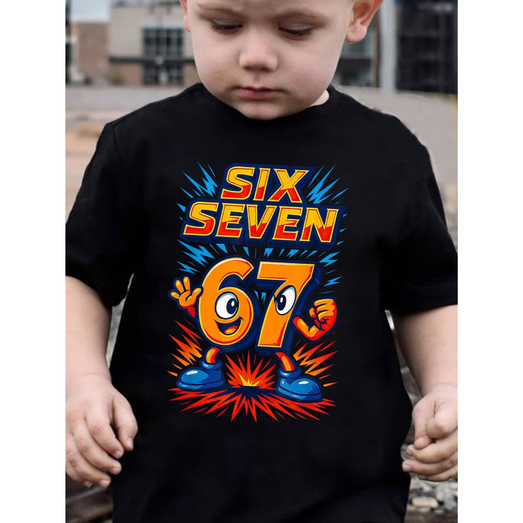 Camiseta T-Shirt Unissex Infantil Criança Camisa Casual Estampada Six Seven Algodão Premium Lançamento
