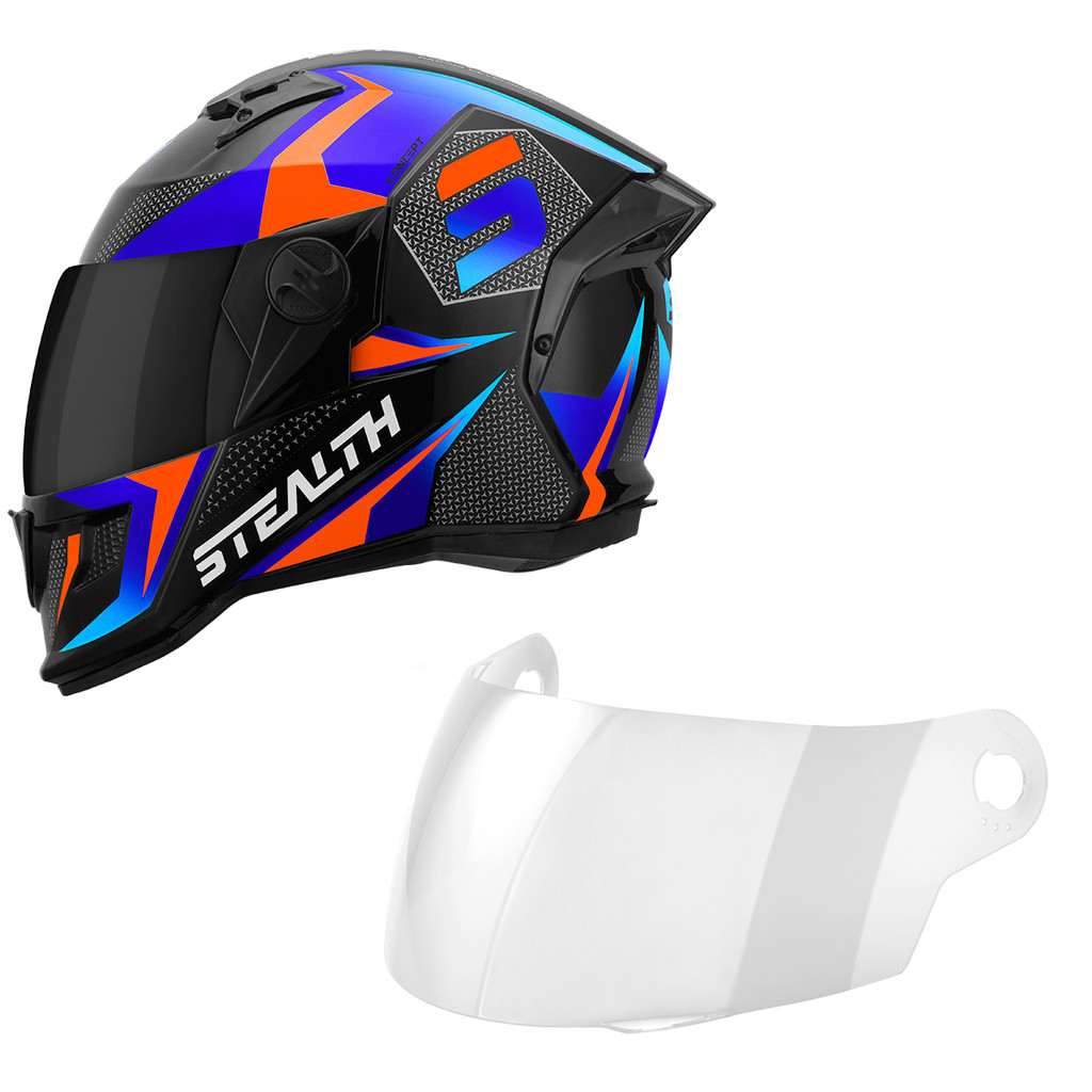 Kit Capacete Fechado Pro Tork Stealth Concept Viseira Fume + Viseira Cristal