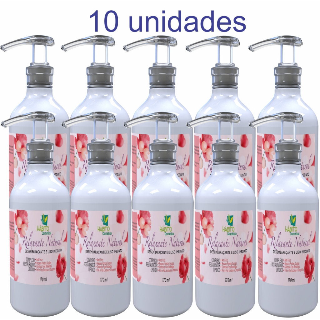 KIT 10 RELAXANTE NATURAL HÁBITO COSMÉTICOS DESEMBARAÇANTE E LISO IMEDIATO CABELO PERFUMADO