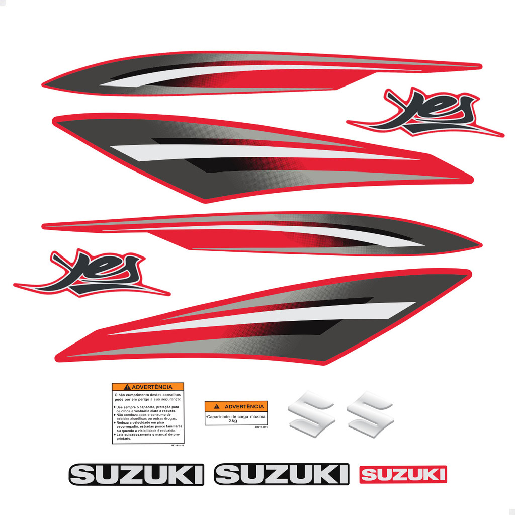 Adesivos Suzuki Yes 125 2009/2010 Moto Vermelha + Emblemas em Oferta na Shopee
