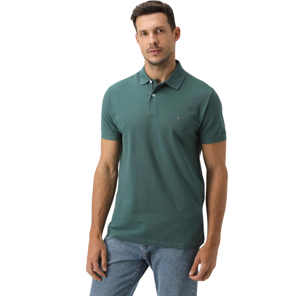 Camiseta Polo Masculina Aramis Detalhe Verde Esmeralda