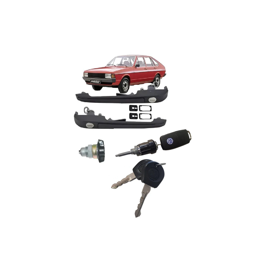 KIT MAÇANETA CILINDRO CHAVES PASSAT ATÉ 83 PRETA CANIVETE