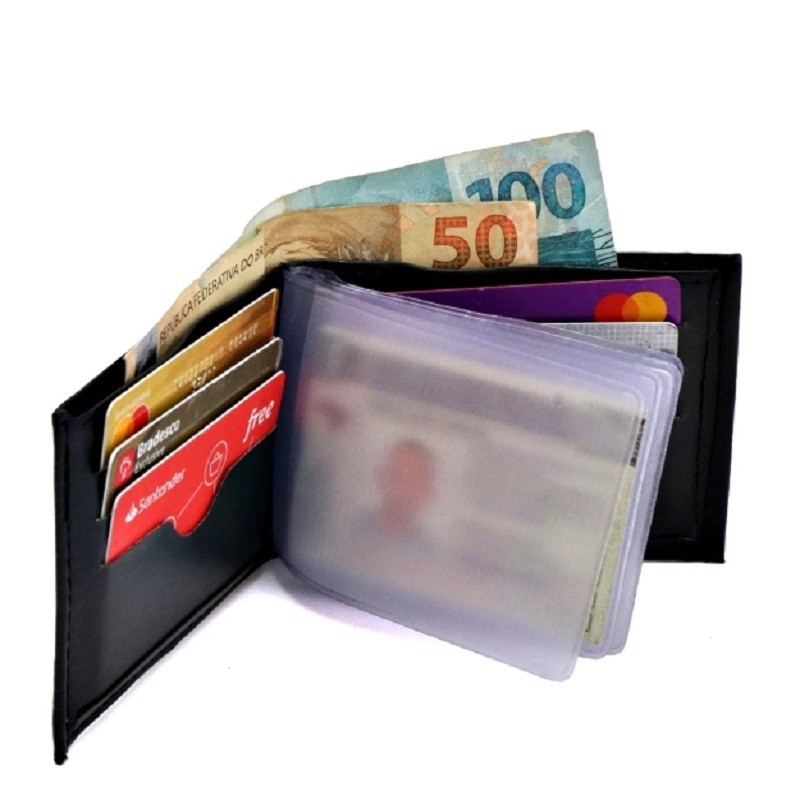 Carteira Masculina slim Couro Ecológico Preto