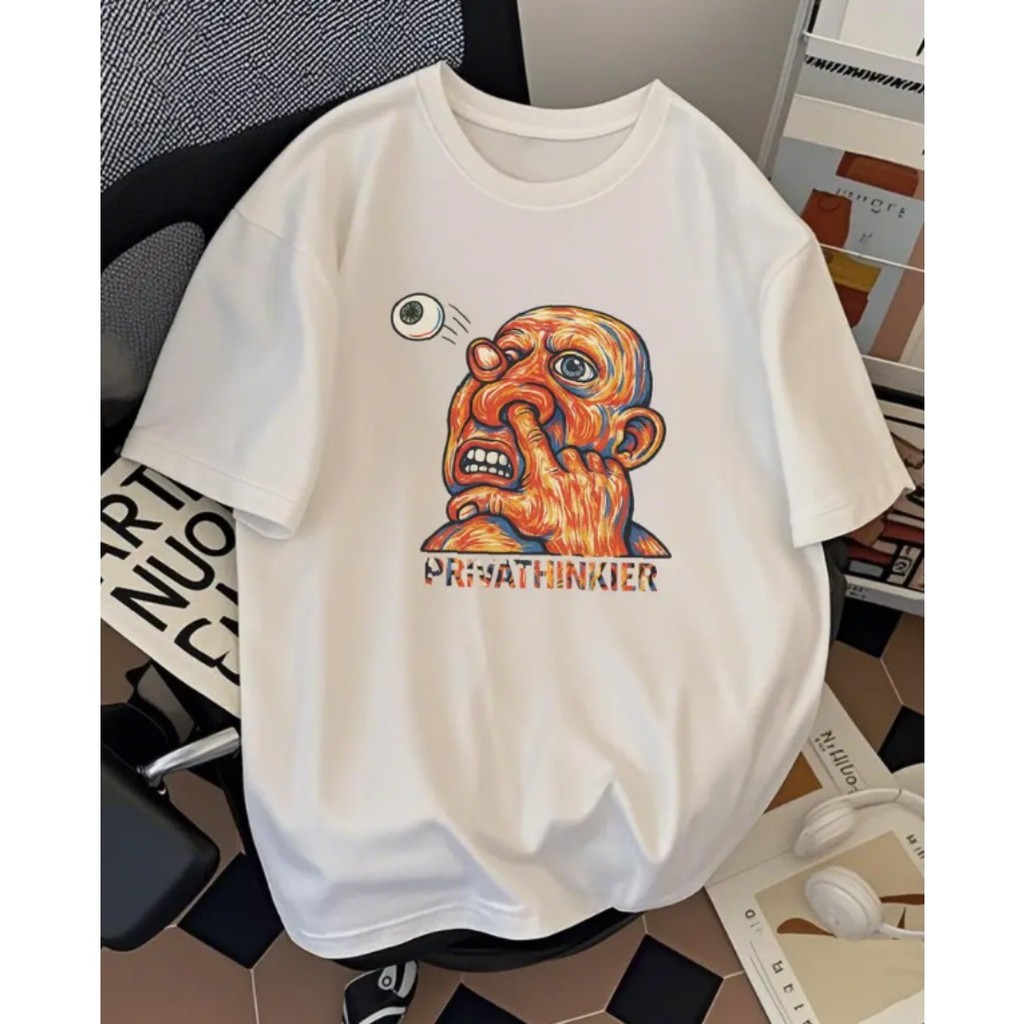 Bonito Camiseta Masculina De Algodão Com Estampa Divertida De Hip-hop, Camiseta Leve E Respirável Para O Verão