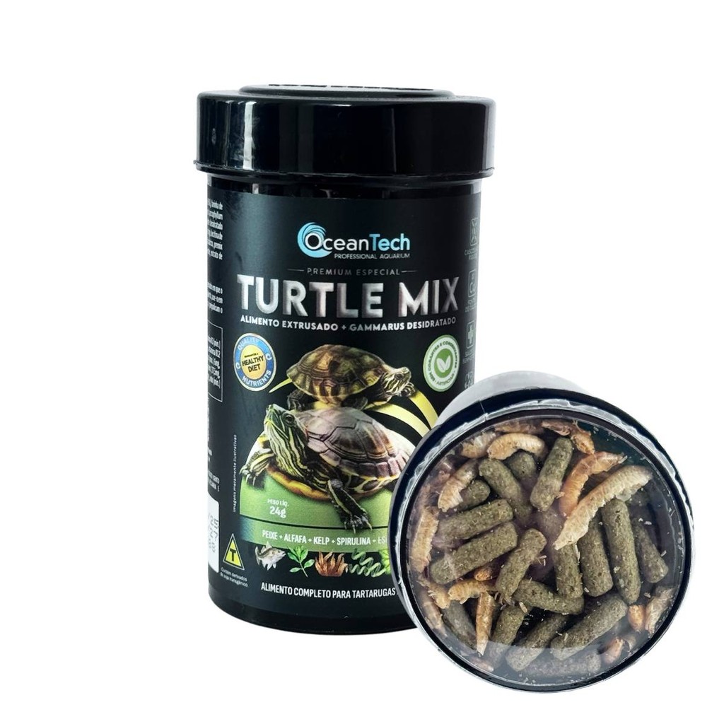 Ração Turtle Mix 24G tartaruga terrário oceantech nutrição