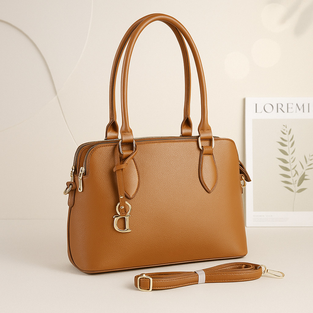 Bolsa Feminina de Ombro Transversal Elegante em Couro Sintético Preta Grande Espaçosa 1103