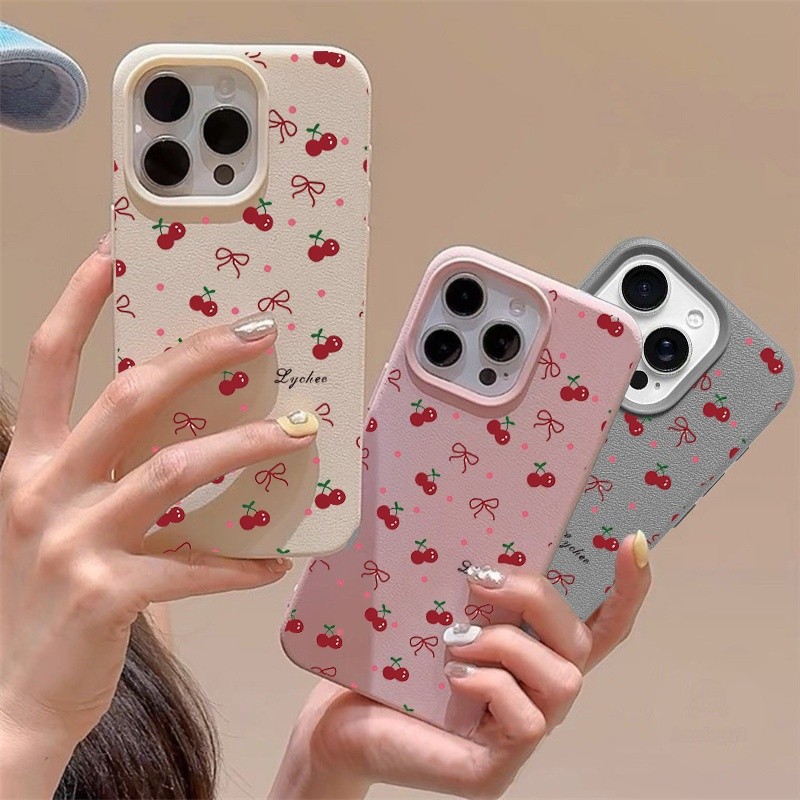 Capa De Cereja Com Laço Rosa Coreano Para Motorola MOTO G85 G84 G75 G05 G34 G15 G35 G54 Edge 50 Pro NEO 60 Fusion STYLUS em Oferta na Shopee