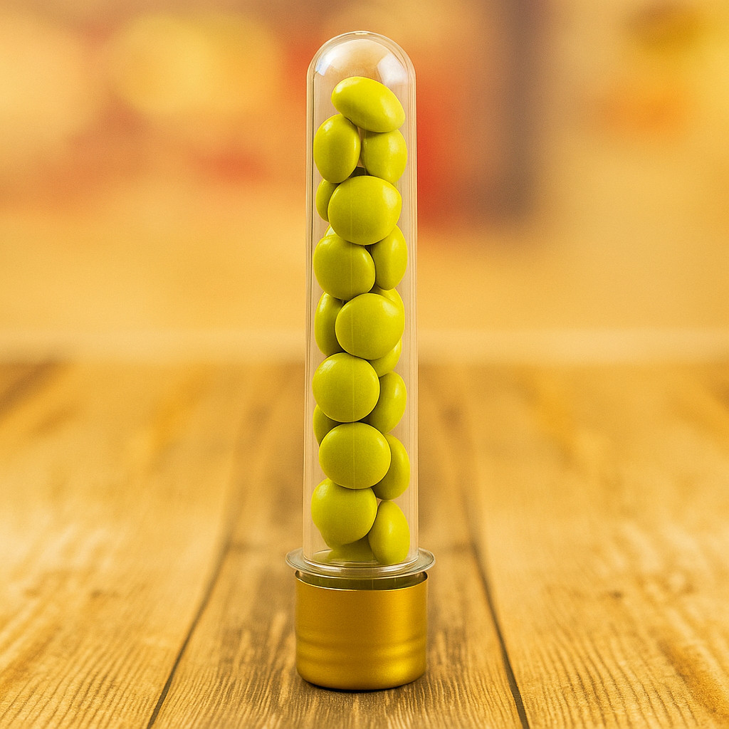 10~50  TUBETE ACRÍLICO LEMBRANCINHAS 13CM COM TAMPA DOURADA em Oferta na Shopee