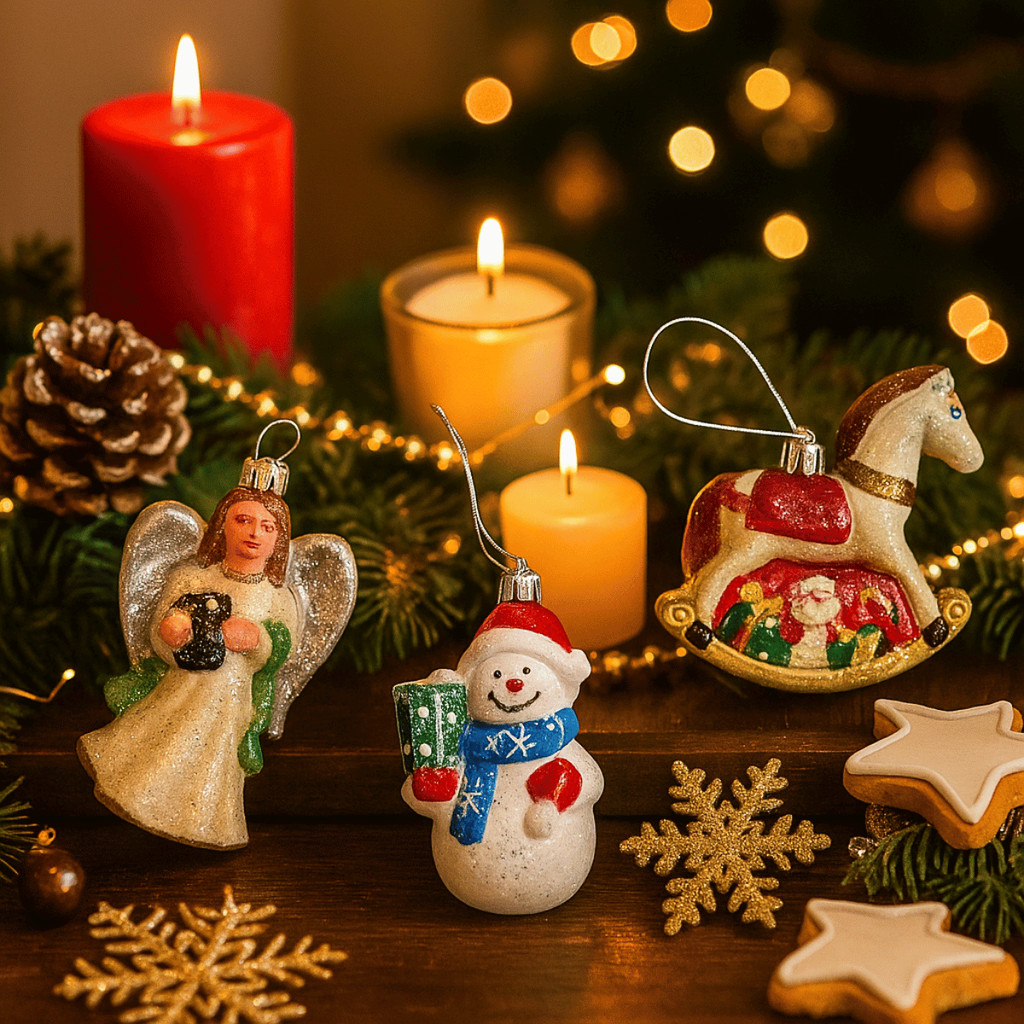 Kit 2 Enfeites Natalinos Árvore Anjo Boneco de Neve Cavalo Pendurar - Wincy Natal / Decoração