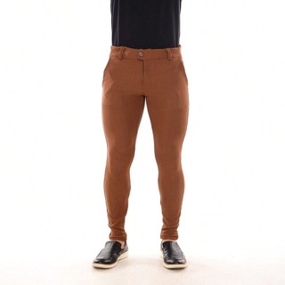 Calça Masculina Super Skinny  Bengaline Canelado Caramelo