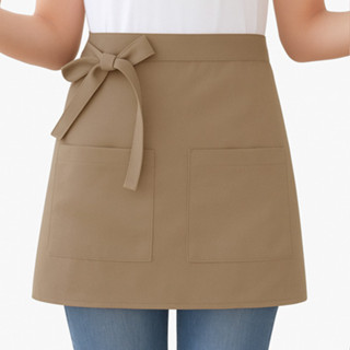 Avental Brim Cintura Curto 2 Bolsos Algodão Chef Atendimento Liso em Oferta na Shopee