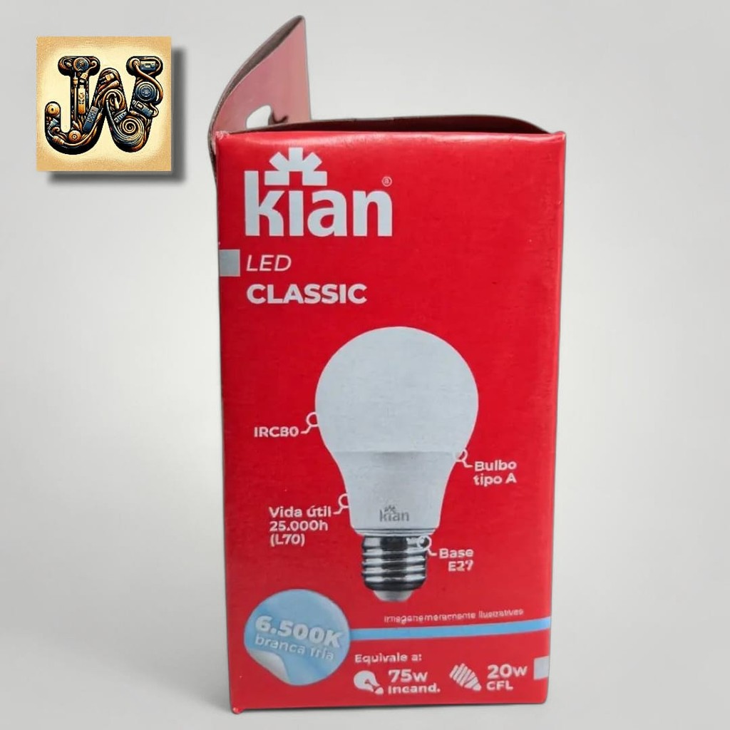 Kit 10 Lâmpadas LED 12W E27 Kian – Luz Fria 6500K ou Quente 3000K – 1050lm