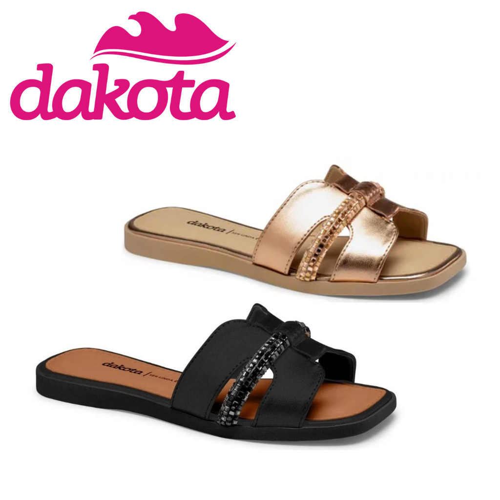 Chinelo Dakota Feminina Rasteira Gáspea Tira H Strass