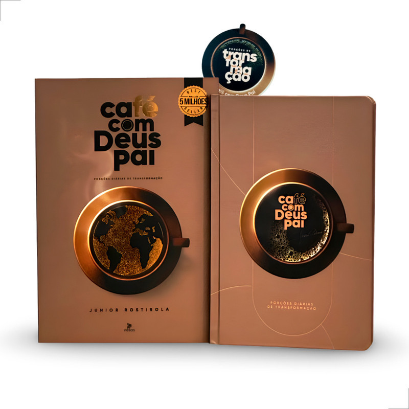 Kit Café Com Deus Pai 2025 | Marca Página + Caderno de Anotações | Júnior Rostirola