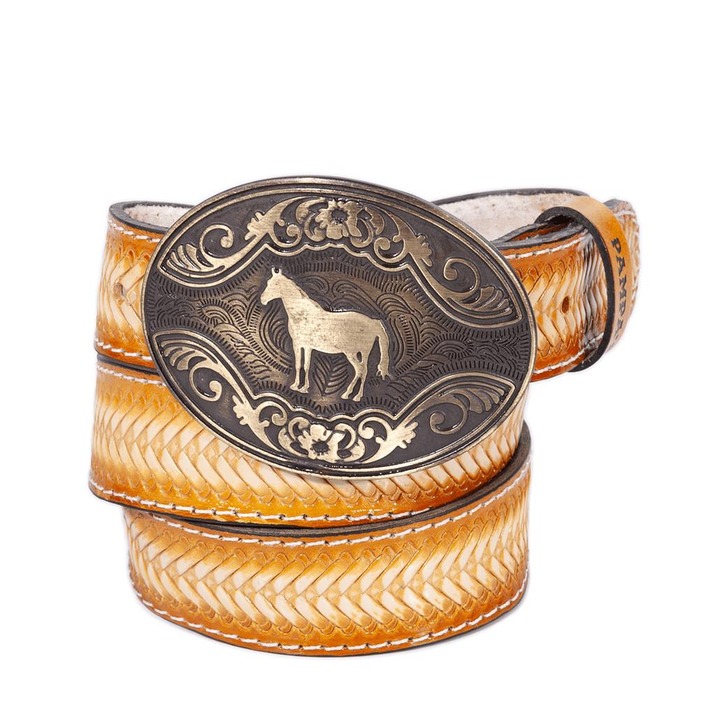 Cinto Country Masculino Feito a Mão Couro Legitimo Gravado Tança Moda Sertaneja Fivela Cavalo Cowboy Rodeio