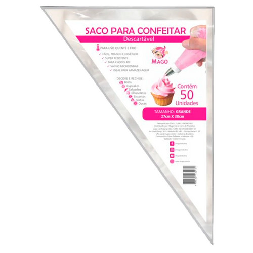 Saco Plástico Descartável para Confeitar 38x27cm 50 Unidades em Oferta na Shopee