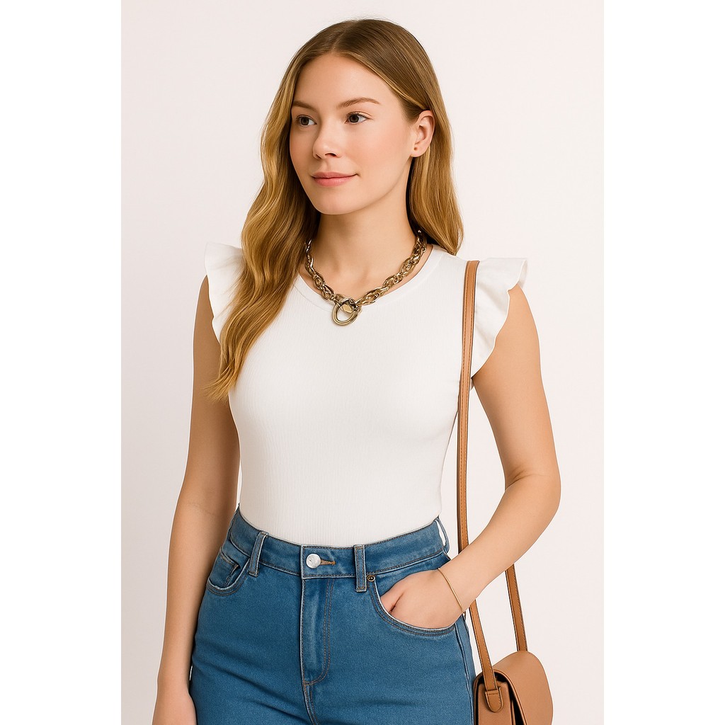 blusa blusinha feminina canelada elastano manga curta babado cavada blog lançamento