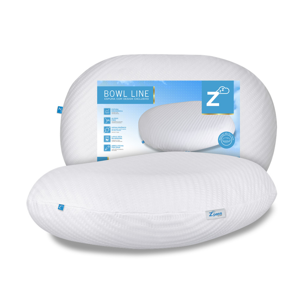 Travesseiro Nasa Cervical Ergonômico D50 Capa Acolchoada Alergo Free Z Pass Bowl