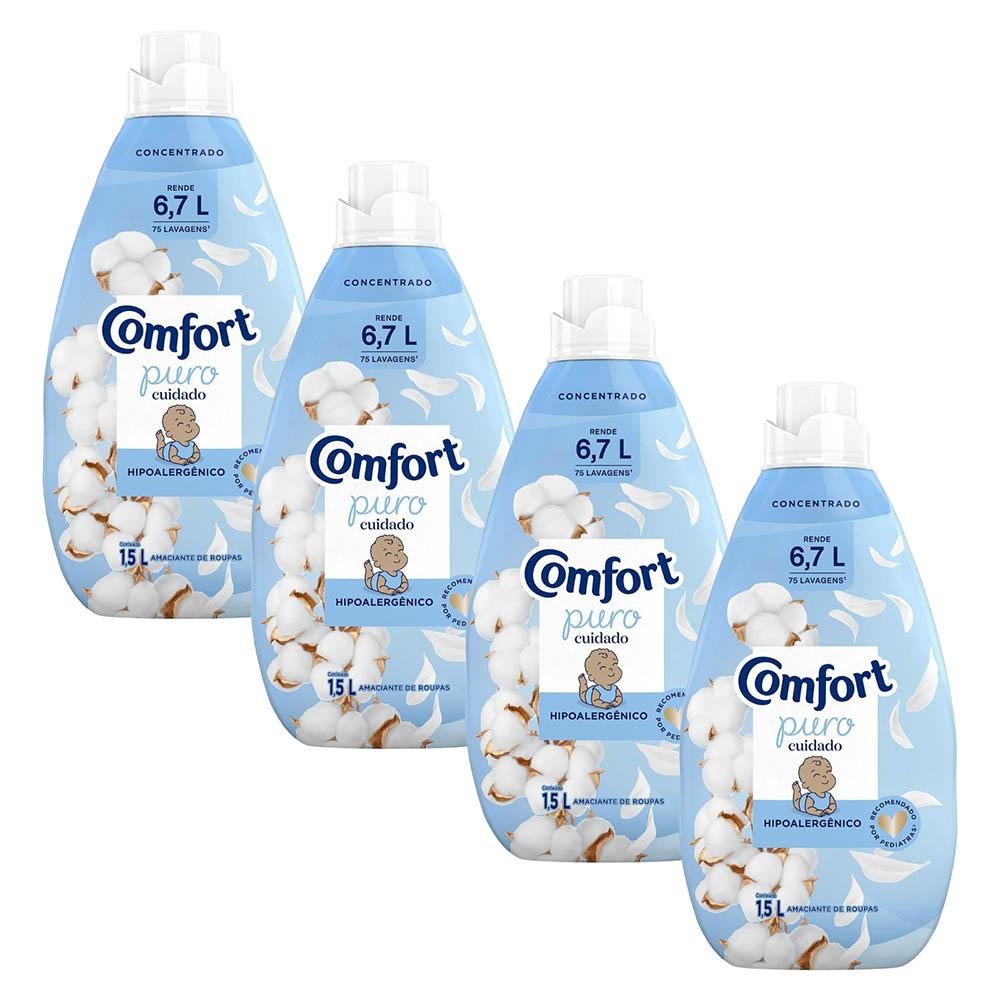 Kit 4 Amaciantes Comfort Concentrado Puro Cuidado Intense 1,5l em Oferta na Shopee