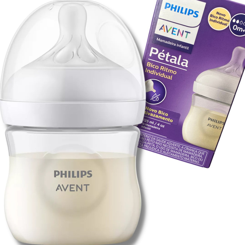 Mamadeira Pétala 3.0 125ml Transparente Avent Branco