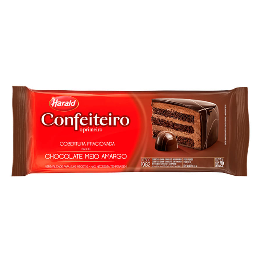 Cobertura Fracionada Chocolate Confeiteiro Meio Amargo 1,01Kg HARALD